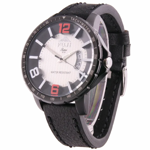 FUJI Time M4374QB - SILVER - Męski - Zegarek kwarcowy na pasku