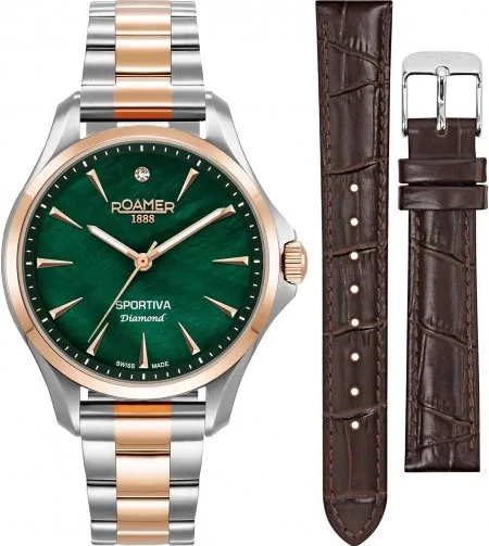 Roamer Sportiva Diamond 865847 49 70 50 Zegarek Damski - Dodatkowy pasek w zestawie