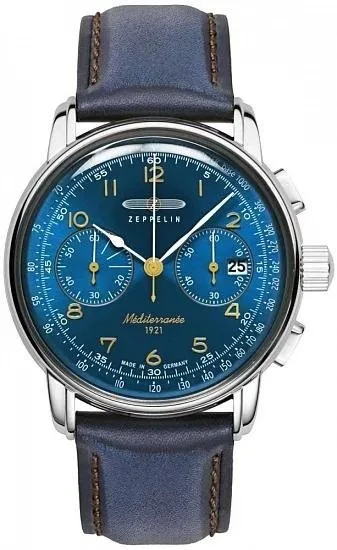 Zeppelin 100 Jahre Mediterranee Azure Blue Chrono 9670-3