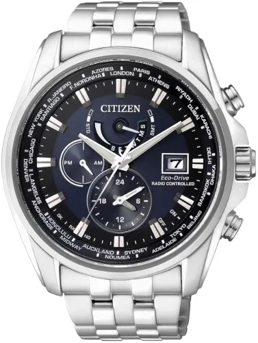 Zegarek Męski Citizen Radio Controlled Eco-Drive AT9030-55L Granatowy + Grawer Gratis