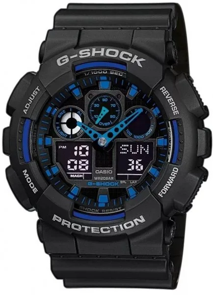 Casio G-Shock GA-100-1A2ER – Męski zegarek sportowy, wstrząsoodporny, 200 m wodoszczelności