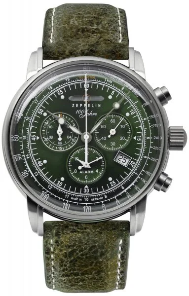 ZEPPELIN 8680-4 - 100 Jahre Chronograph Alarm - Męski - Zegarek na pasku skórzanym