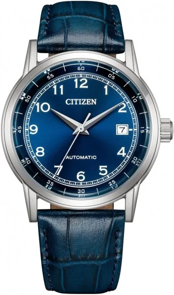 Zegarek Citizen Classic Mechanical NJ0210-13L – męski zegarek automatyczny z niebieską tarczą i skórzanym paskiem