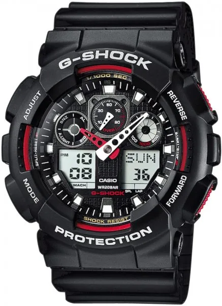 CASIO G-SHOCK GA-100-1A4ER | Męski Zegarek Sportowy Kwarcowy, Wodoszczelny 200m