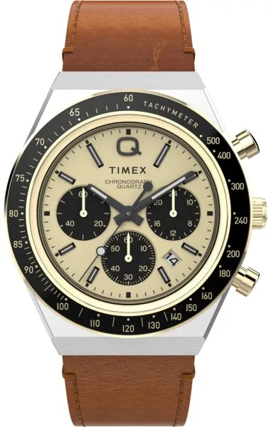 Timex Q Timex Chronograph 40mm Brown Leather Strap TW2W64400