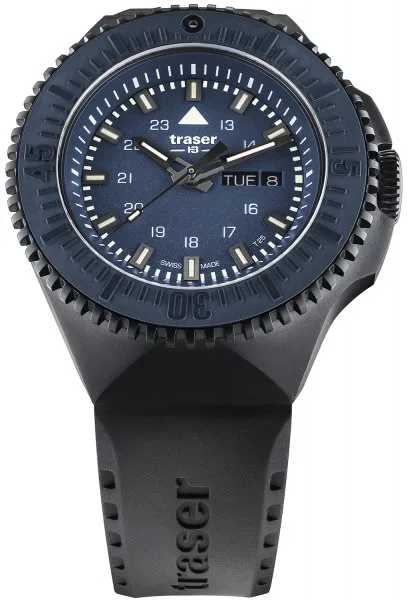 Traser P69 Black Stealth Blue Rubber Strap TS-109857